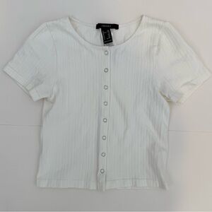Forever 21 White Button-Down Women's Shirt